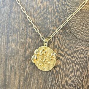 Mevecco Gold-Tone Floral Coin Pendant Necklace
